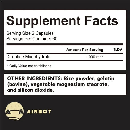 Creatine Monohydrate Capsules Strength Muscle Performance Support