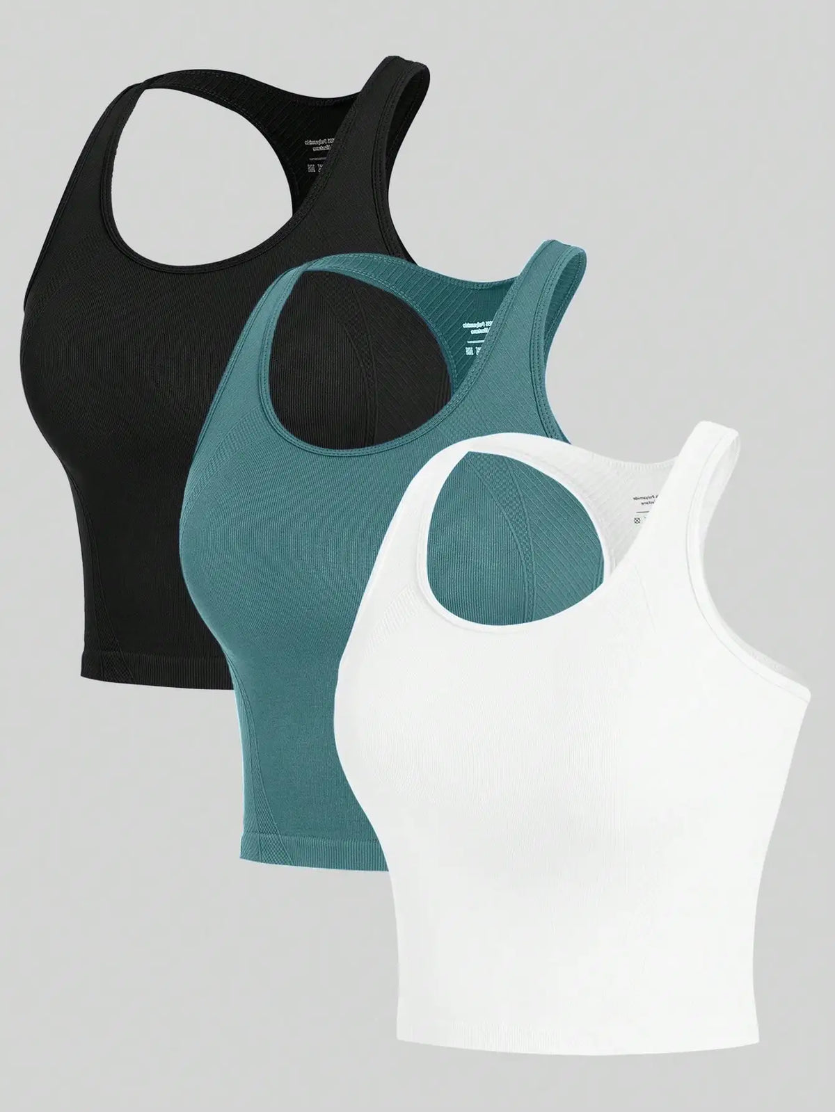3PCS Women's Seamless Racerback Yoga Crop Tank Tops