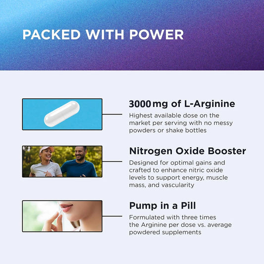L-Arginine 3000mg Muscle Energy Endurance Heart Support