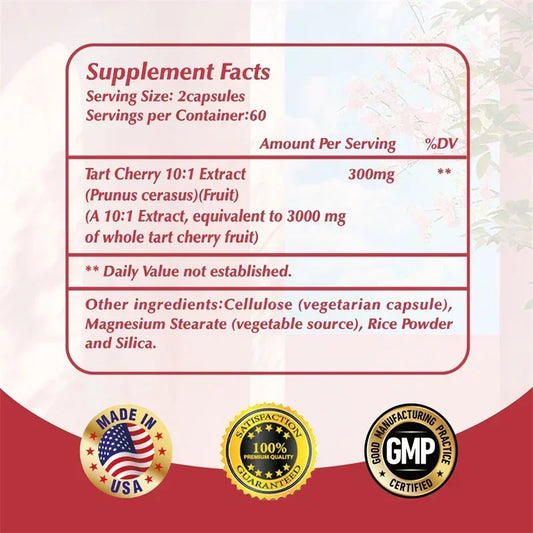 Tart Cherry Capsules 3000mg Joint Recovery Uric Support