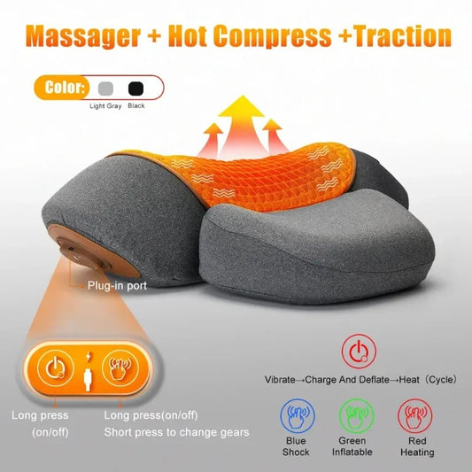 Electric Neck Massager Pillow with Heat and Vibration Support