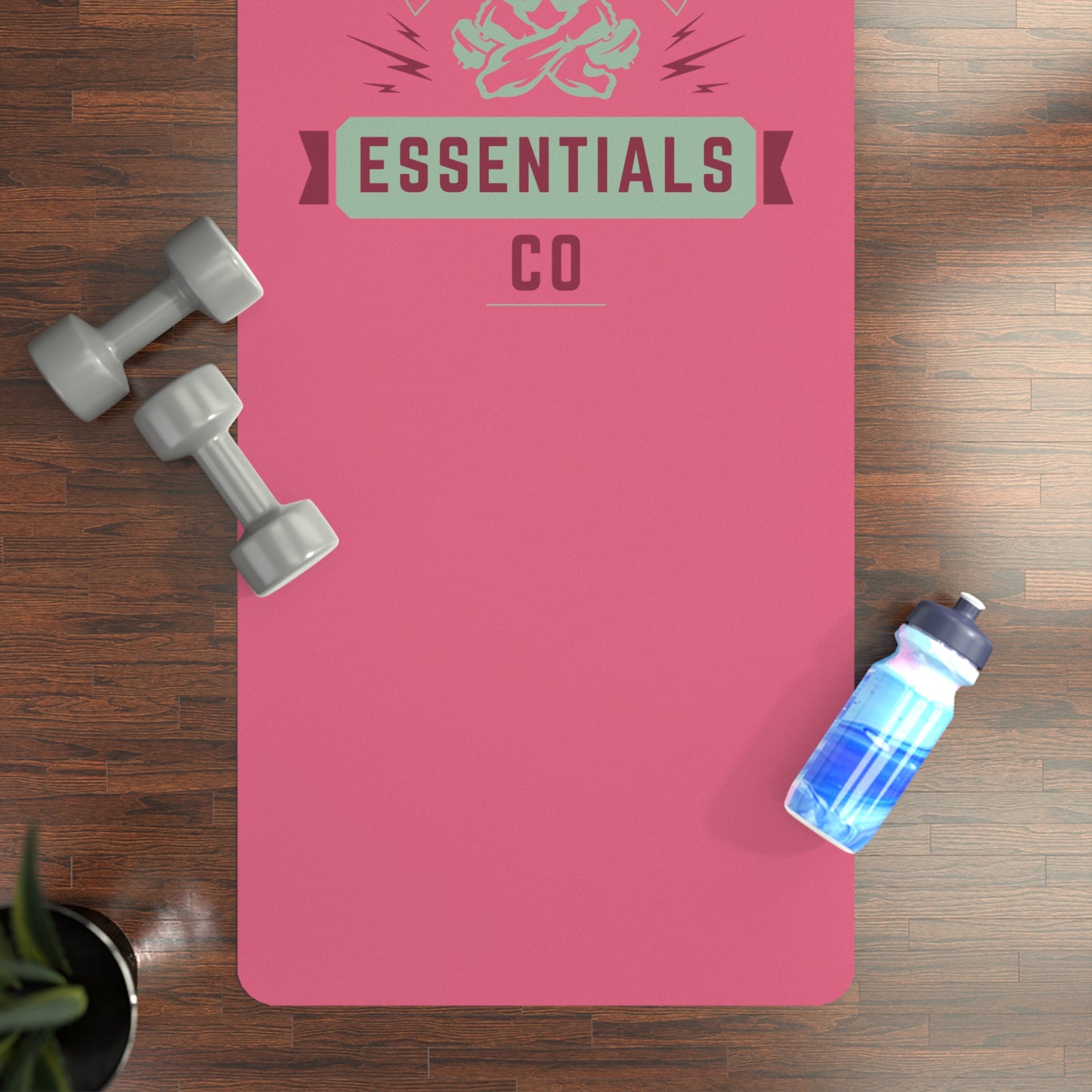 Essentials Co Pink Rubber Yoga Mat — Non-Slip Eco Workout & Pilates Mat