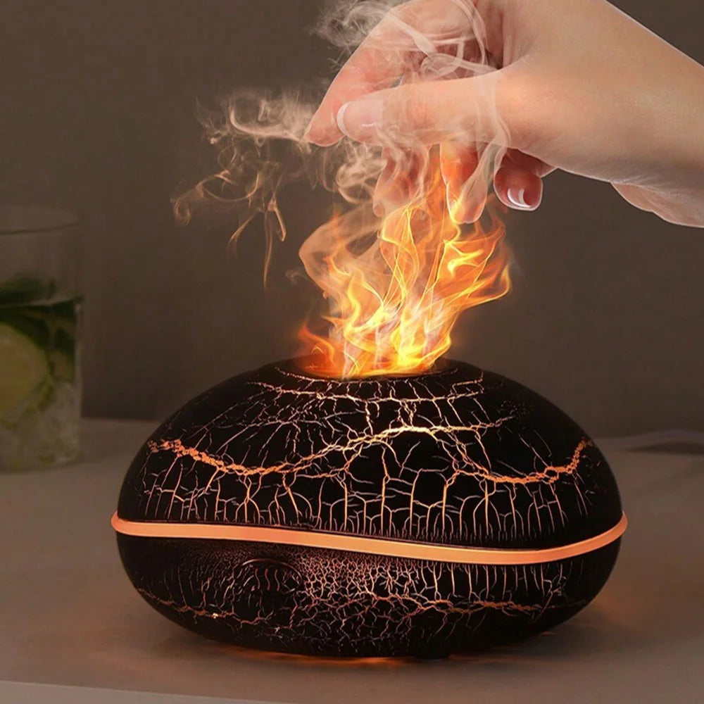 Flame Aroma Humidifier Essential Oil Diffuser Night Light