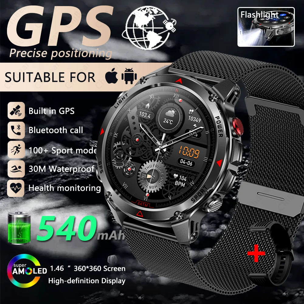 GPS Navigation AMOLED Smartwatch Bluetooth Call Sports Watch