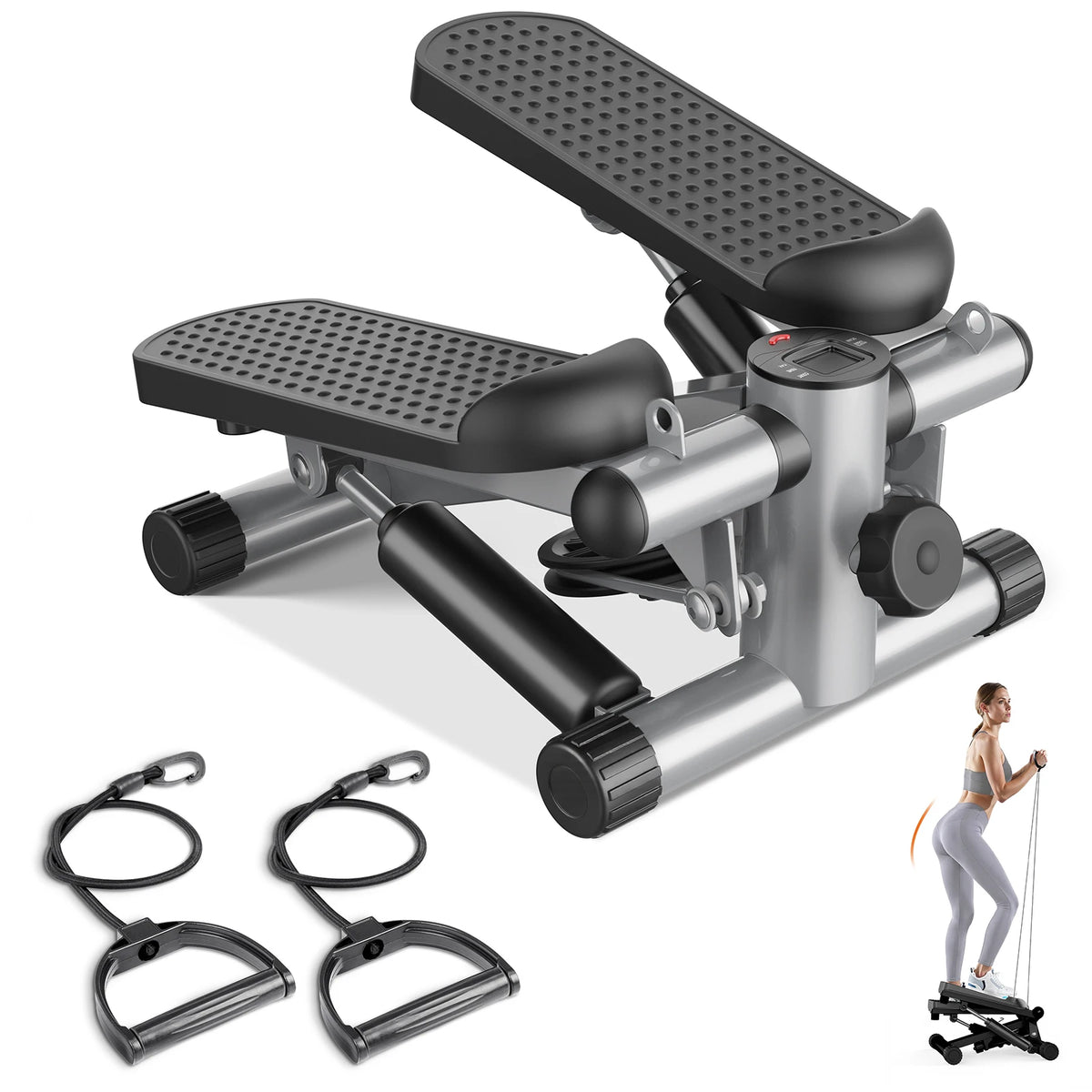 Mini Stepper with Bands Compact Cardio Machine
