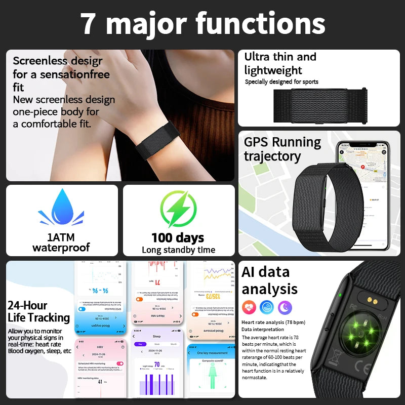 AI Health Smart Watch Fitness Tracker Sport Bracelet Monitor