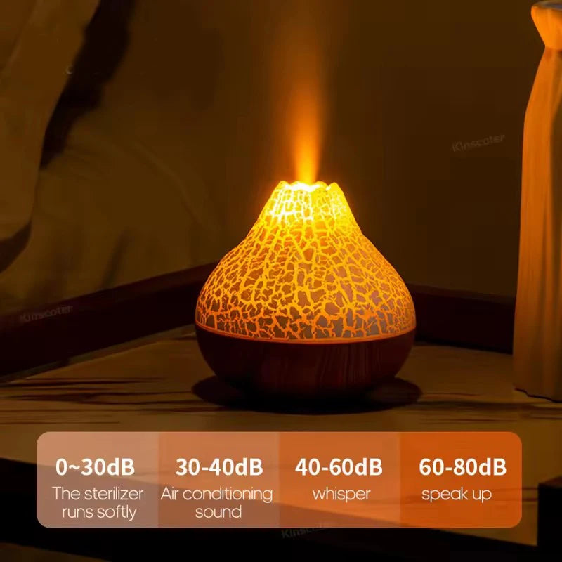 Volcano Air Humidifier USB Mist Diffuser Night Light Desktop