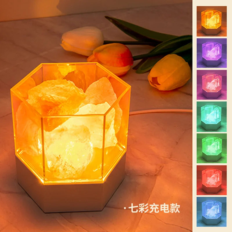 LED Himalayan Crystal Salt Lamp USB Night Light Decor