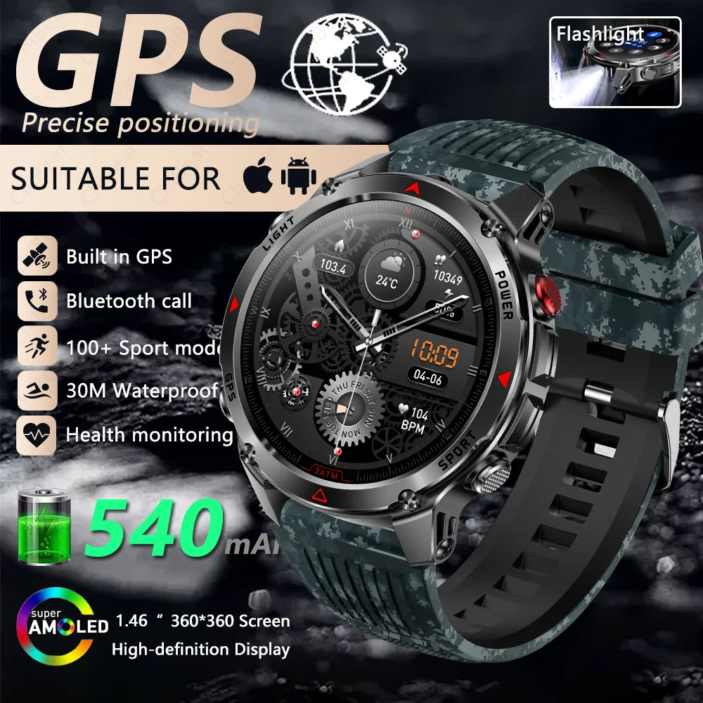 GPS Navigation AMOLED Smartwatch Bluetooth Call Sports Watch