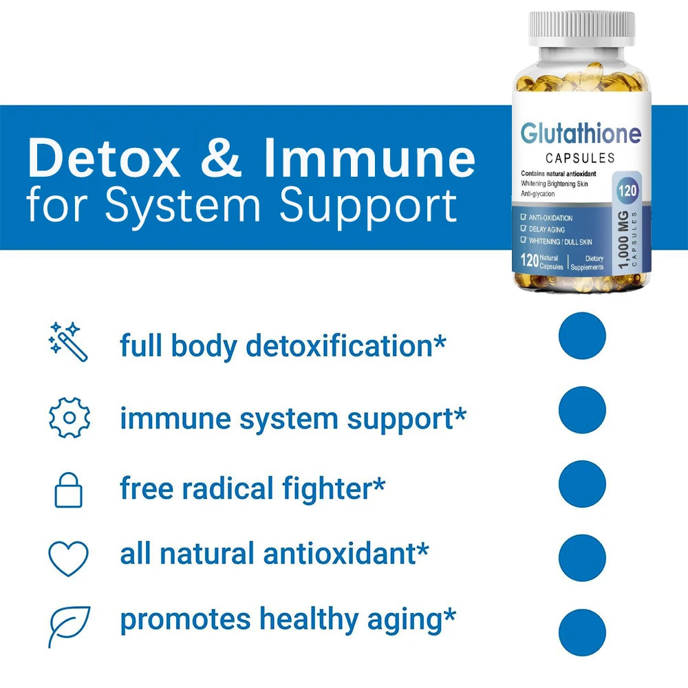 Glutathione 1000mg Antioxidant Liver Brain Support Capsules