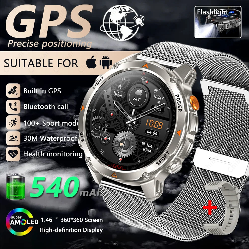 GPS Navigation AMOLED Smartwatch Bluetooth Call Sports Watch