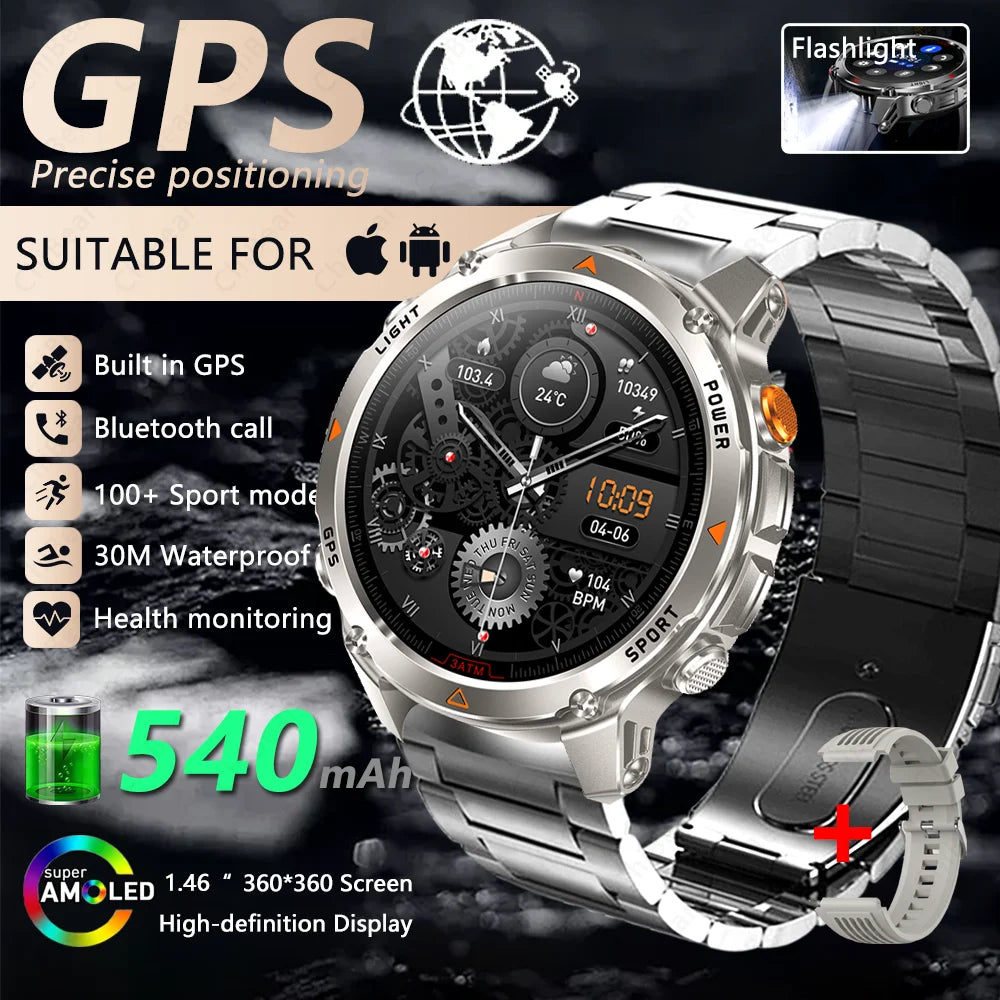 GPS Navigation AMOLED Smartwatch Bluetooth Call Sports Watch