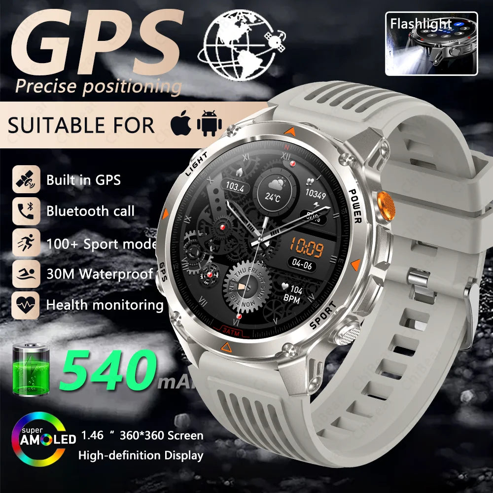 GPS Navigation AMOLED Smartwatch Bluetooth Call Sports Watch