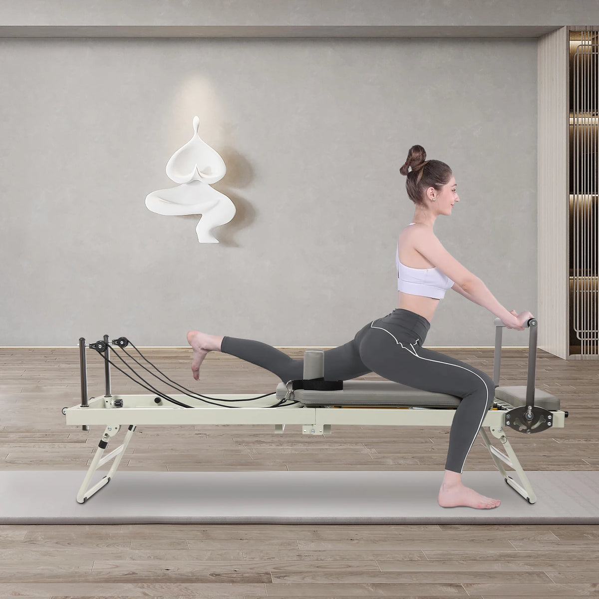 Foldable Pilates Reformer Machine Home Yoga Fitness Equipment