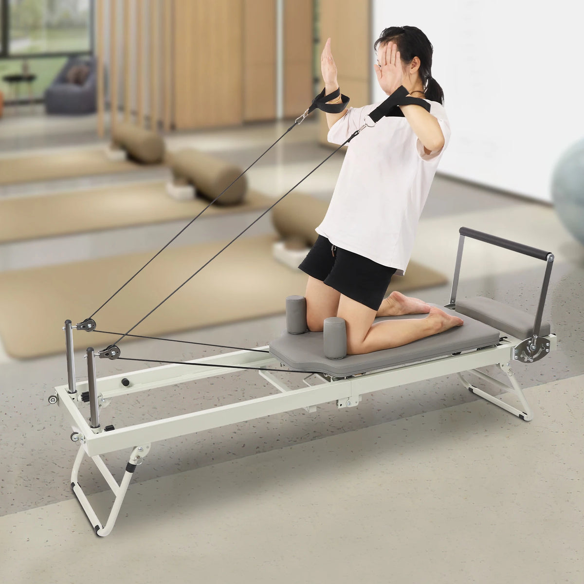 Foldable Pilates Reformer Machine Home Yoga Fitness Equipment