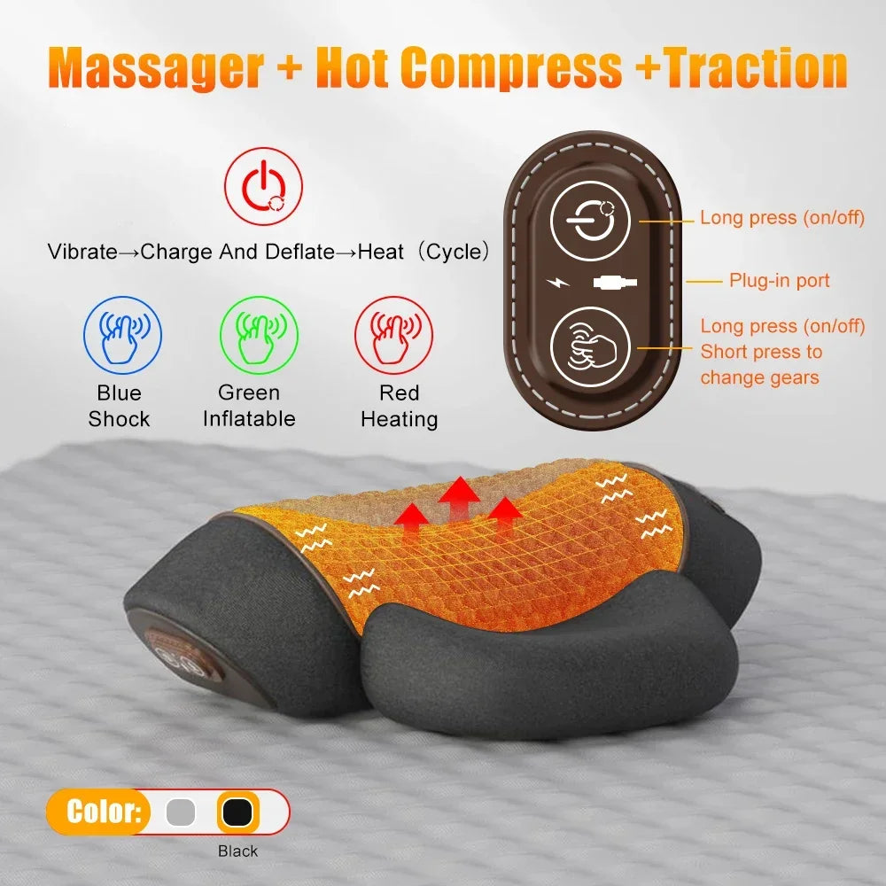 Electric Neck Massager Pillow with Heat and Vibration Support
