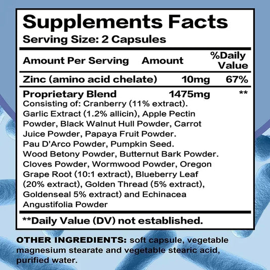 Parasite Blast Detox Complex Digestive Immune Support Capsules