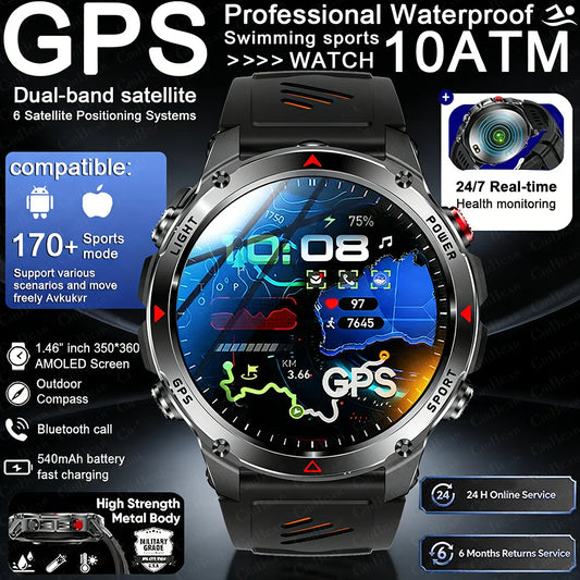 GPS Navigation AMOLED Smartwatch Bluetooth Call Sports Watch