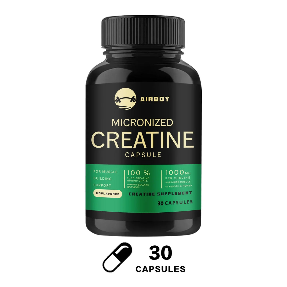 Creatine Monohydrate Capsules Strength Muscle Performance Support