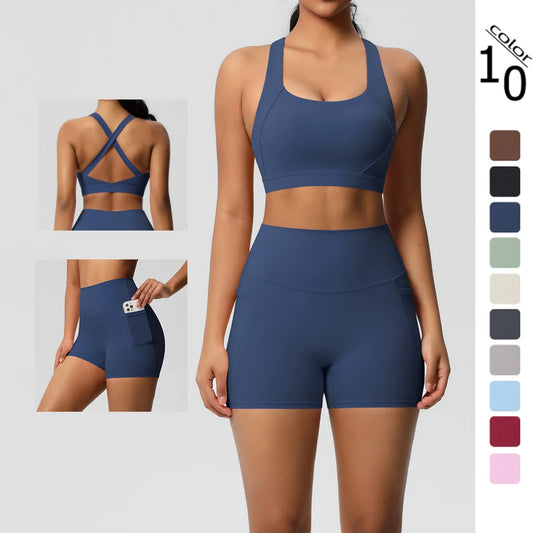 Women's 2-Piece Pocket Yoga Activewear Set with Leggings