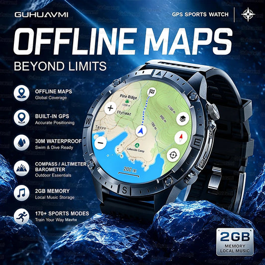 GPS Offline Map AMOLED Waterproof Sports Smartwatch Fitness Tracker