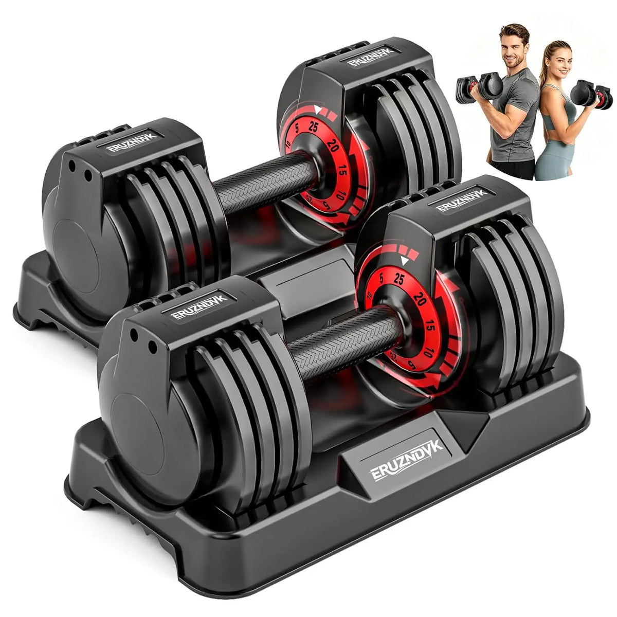Adjustable Dumbbell Set Pair 5-in-1 Home Gym Weights
