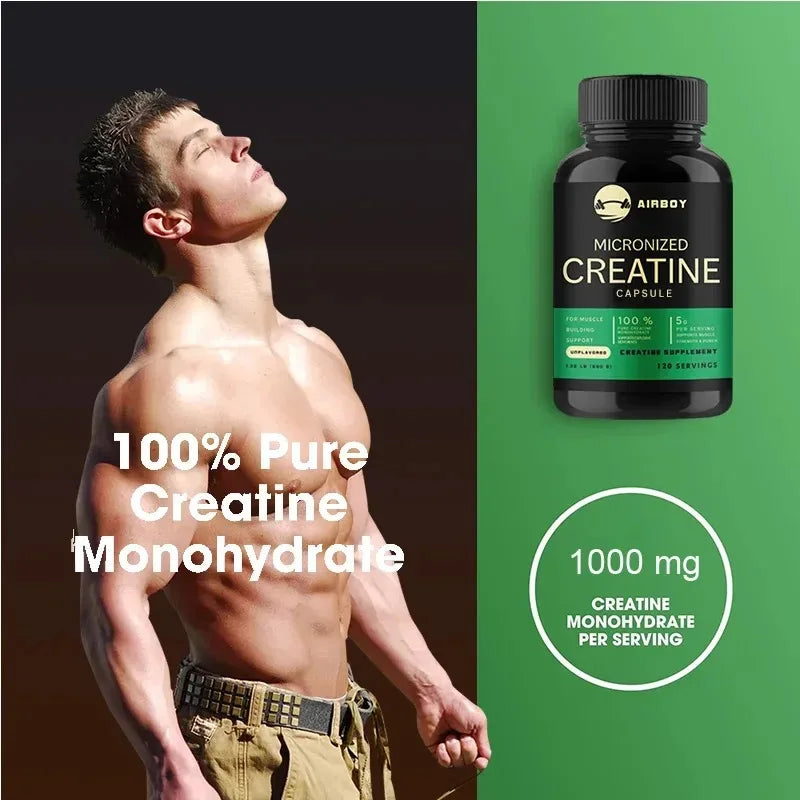 Creatine Monohydrate Capsules Strength Muscle Performance Support