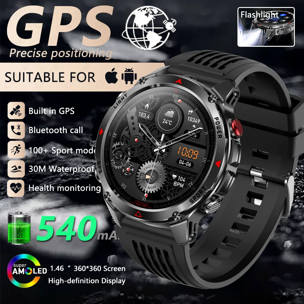 GPS Navigation AMOLED Smartwatch Bluetooth Call Sports Watch