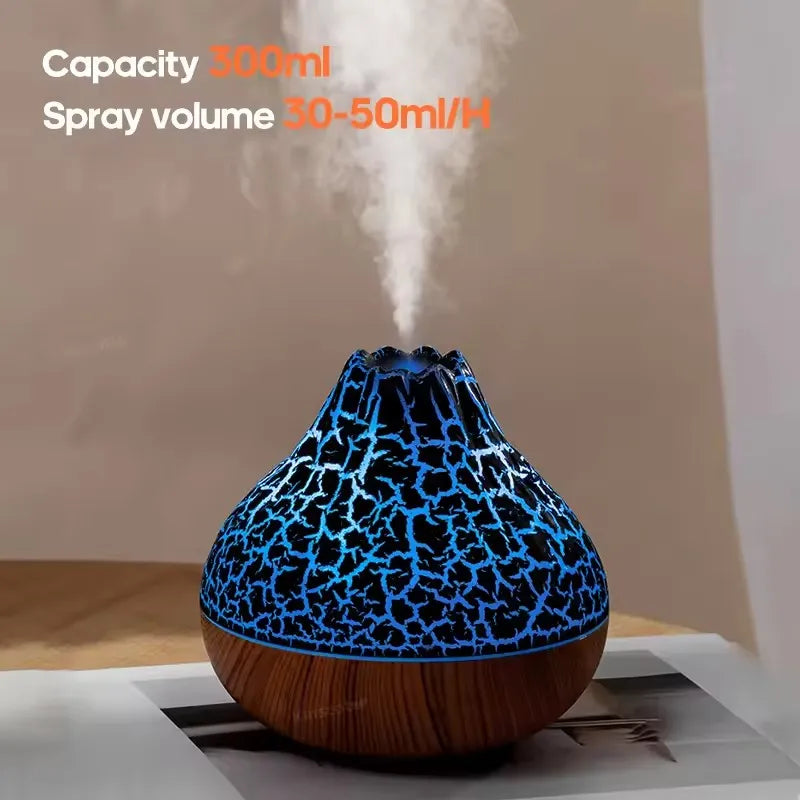 Volcano Air Humidifier USB Mist Diffuser Night Light Desktop