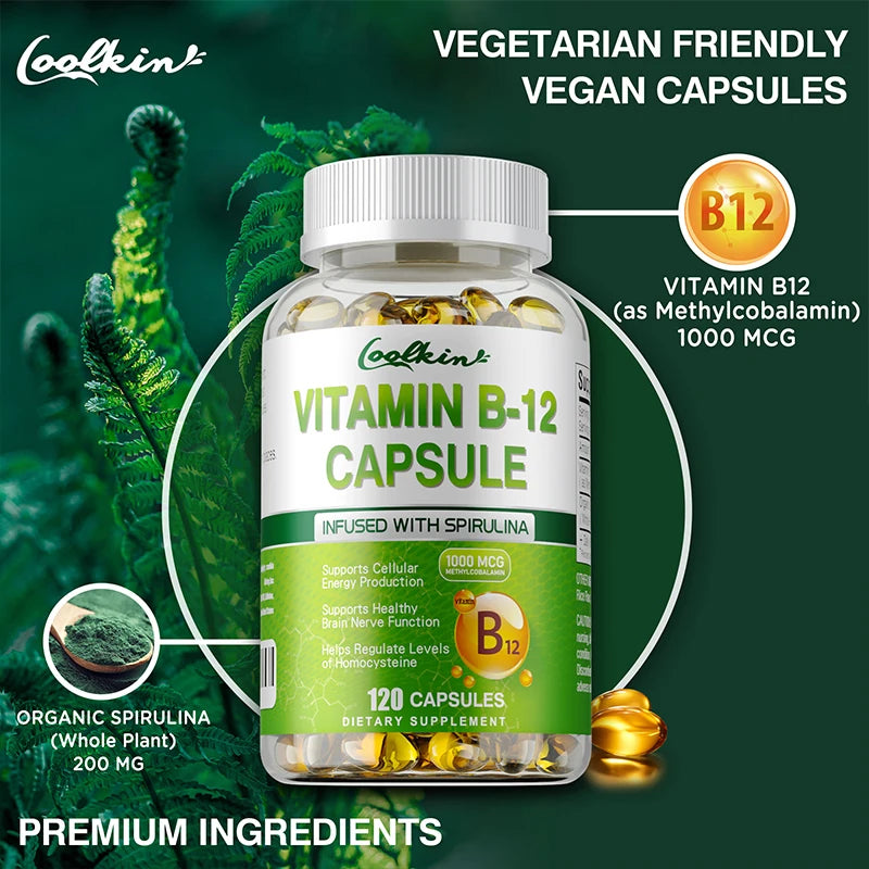 Vitamin B12 Methylcobalamin Energy Brain Mood Support Capsules