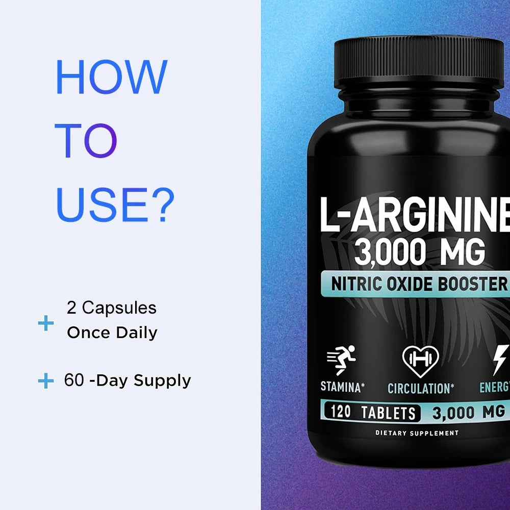 L-Arginine 3000mg Muscle Energy Endurance Heart Support