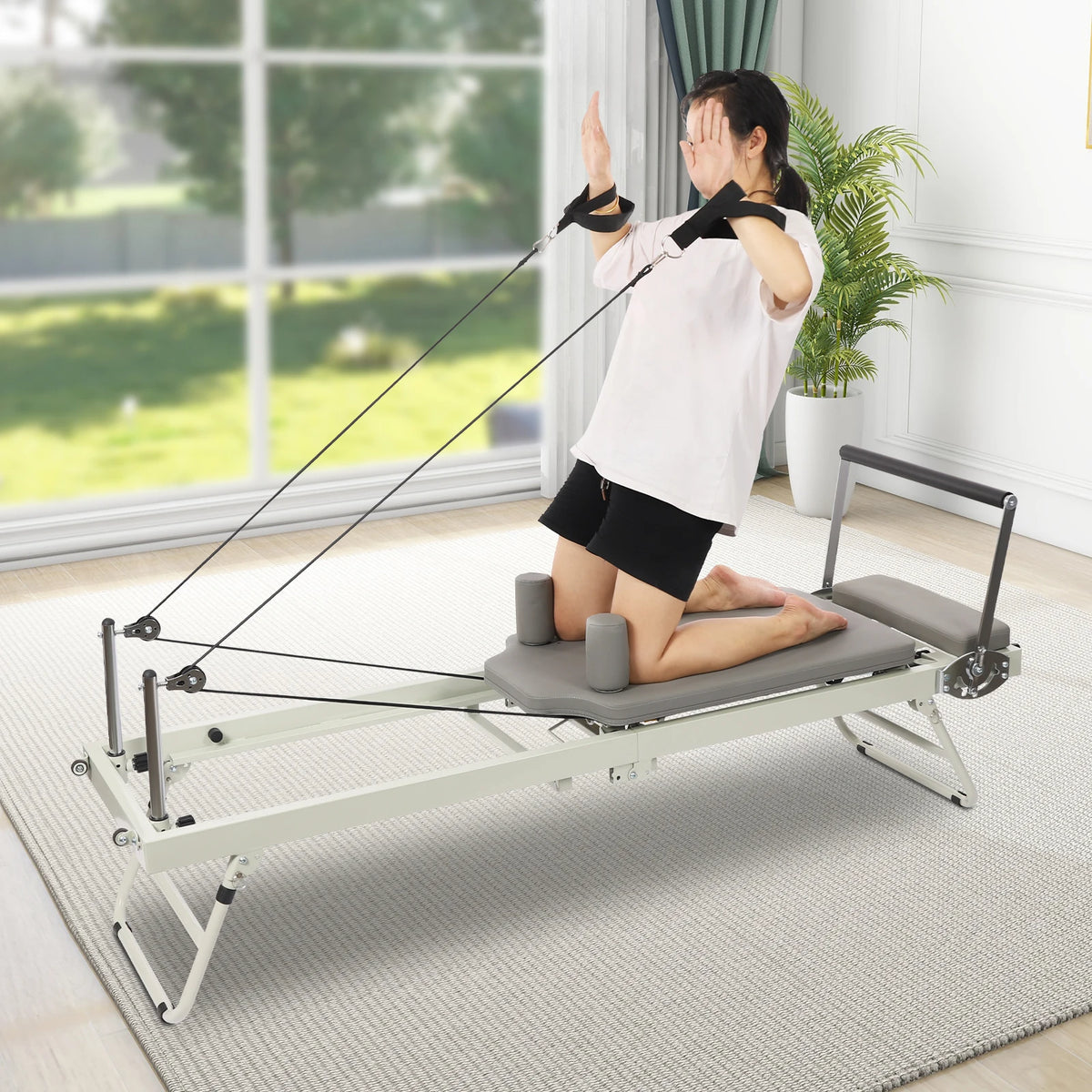 Foldable Pilates Reformer Machine Home Yoga Fitness Equipment