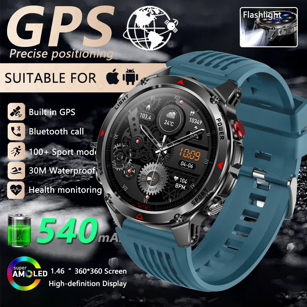 GPS Navigation AMOLED Smartwatch Bluetooth Call Sports Watch