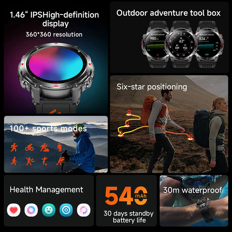 GPS Navigation AMOLED Smartwatch Bluetooth Call Sports Watch