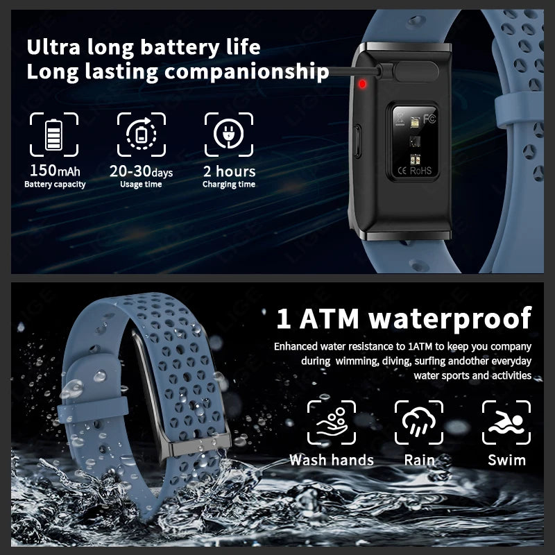 Screenless Smart Bracelet Heart Rate Fitness Activity Tracker Watch