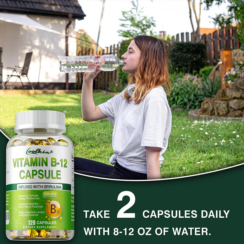 Vitamin B12 Methylcobalamin Energy Brain Mood Support Capsules