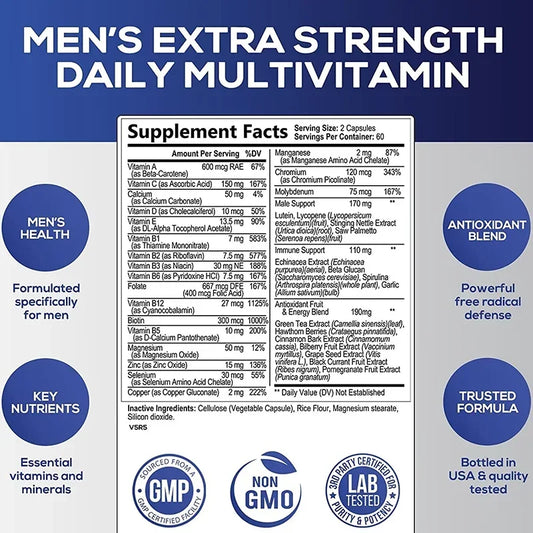 Men's Daily Multivitamin Energy Immunity Health Support Capsules