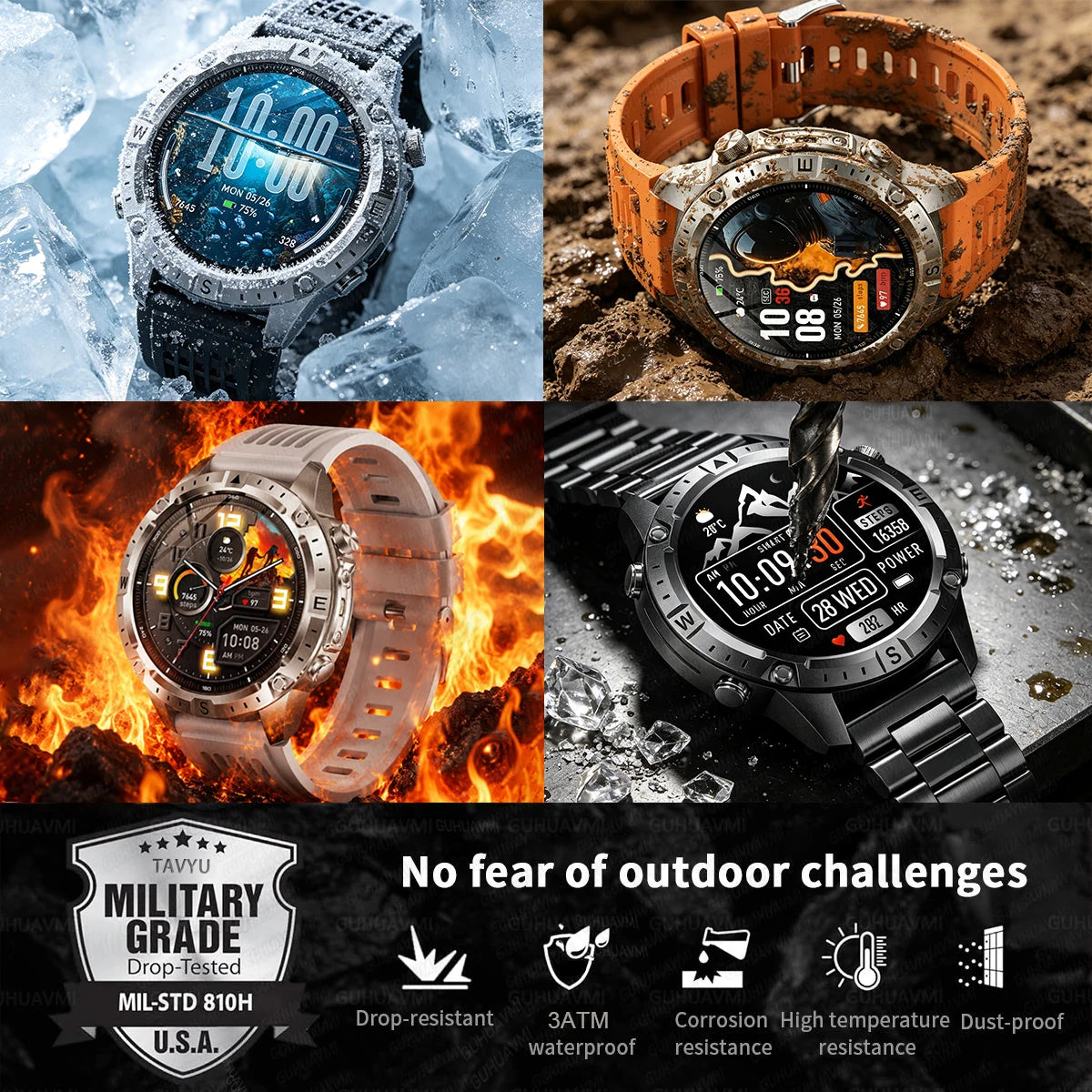 GPS Offline Map AMOLED Waterproof Sports Smartwatch Fitness Tracker