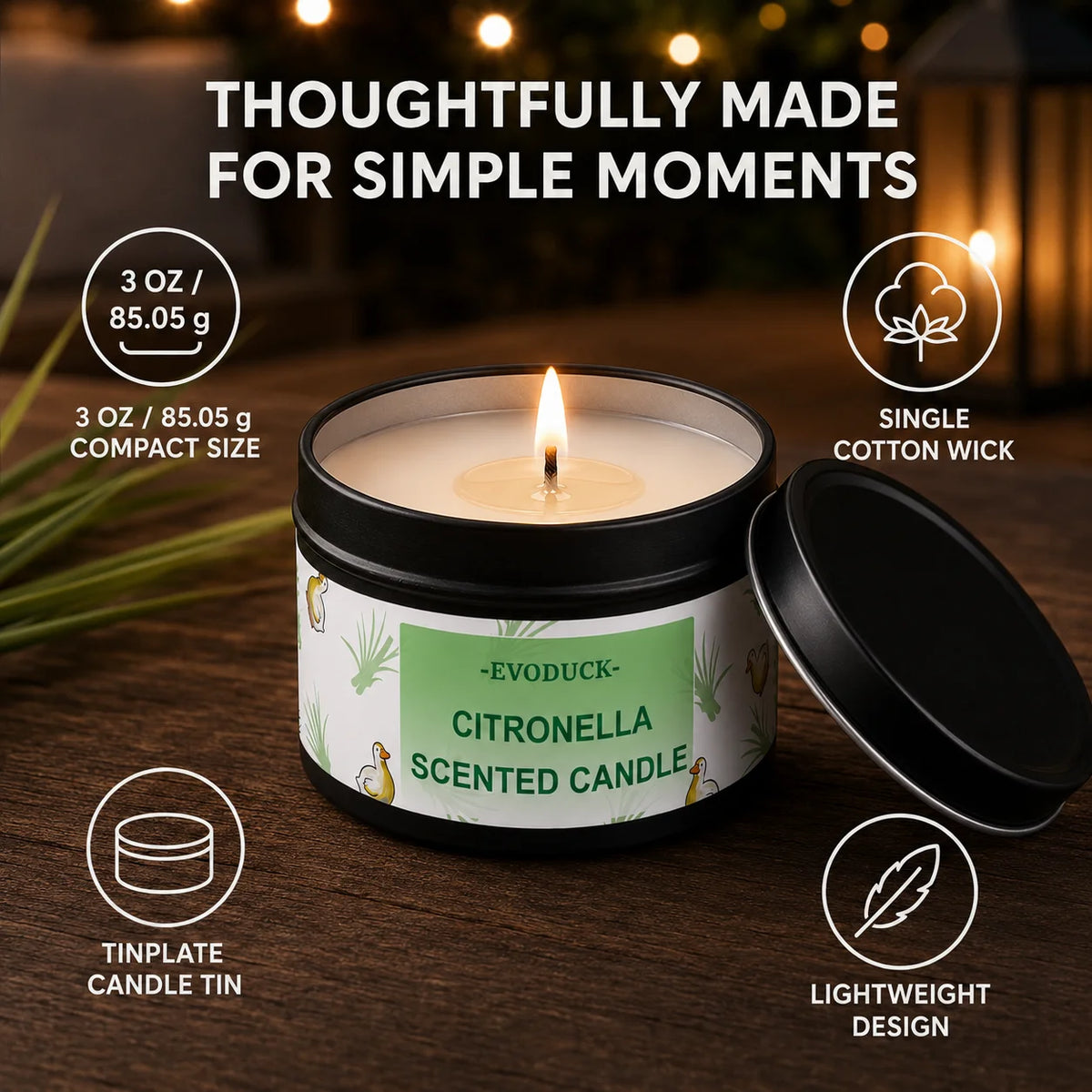 Citronella Outdoor Candle Fresh Lemongrass Patio Garden Decor