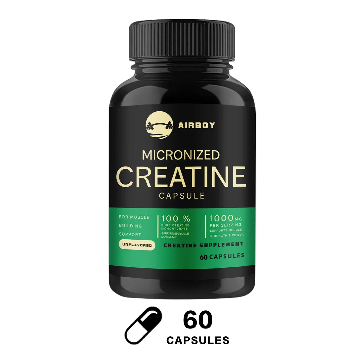 Creatine Monohydrate Capsules Strength Muscle Performance Support