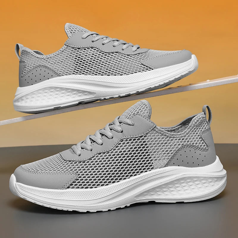 Men's Breathable Mesh Lace-Up Casual Walking Sports Shoes