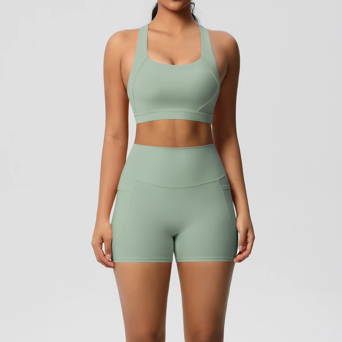 Women's 2-Piece Pocket Yoga Activewear Set with Leggings