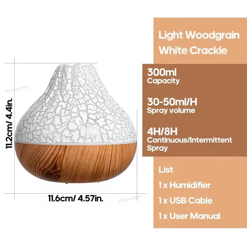 Volcano Air Humidifier USB Mist Diffuser Night Light Desktop