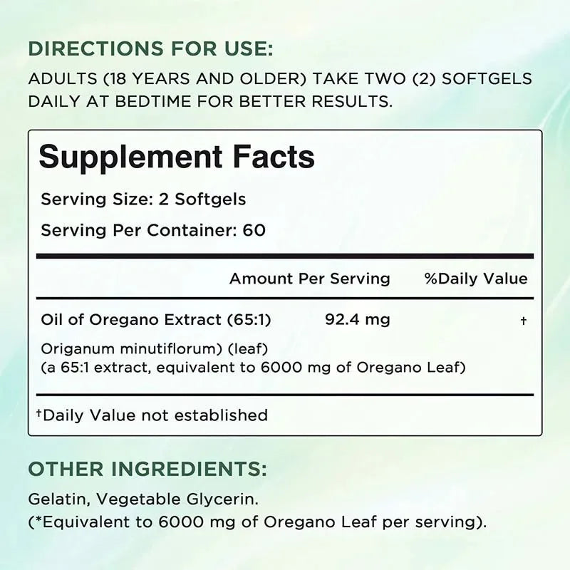 Oil of Oregano Capsules Digestive Immune Support Herbal