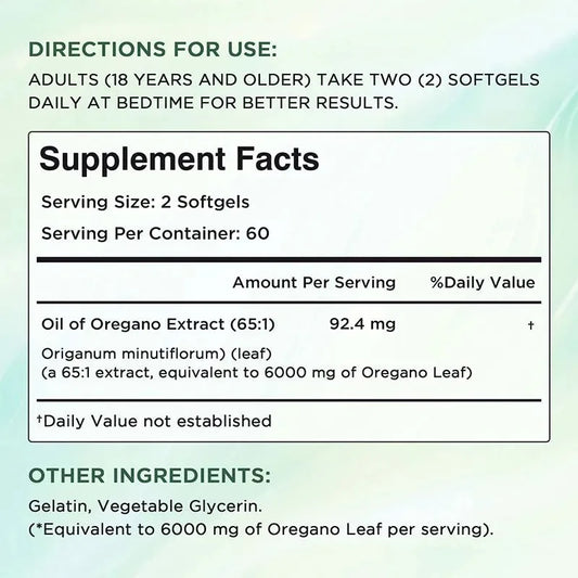 Oil of Oregano Capsules Digestive Immune Support Herbal