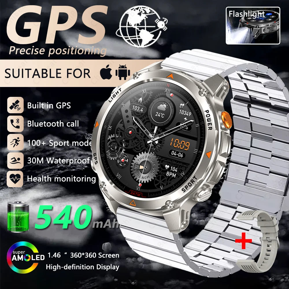 GPS Navigation AMOLED Smartwatch Bluetooth Call Sports Watch