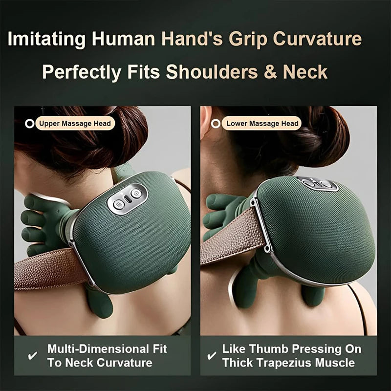 Bionic Neck Shoulder Massager Shawl with Kneading Therapy Modes