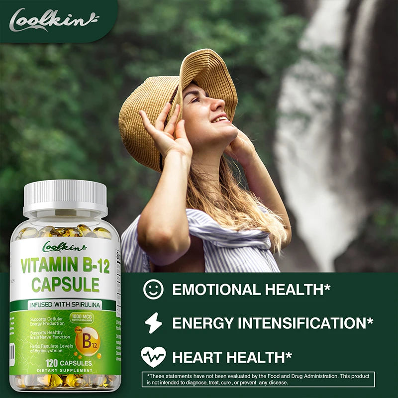 Vitamin B12 Methylcobalamin Energy Brain Mood Support Capsules