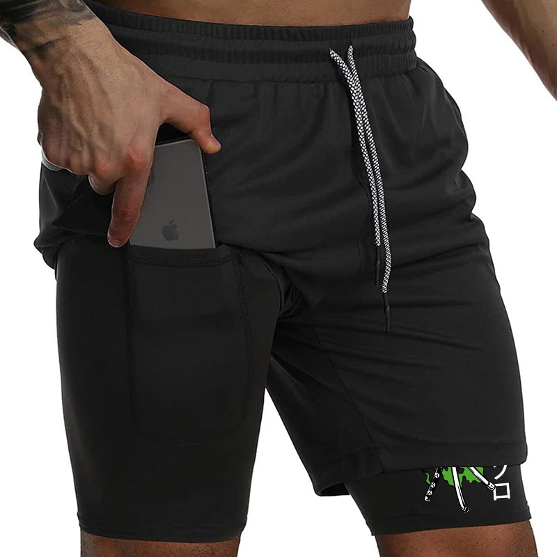 Men's 2-in-1 Compression Running Shorts with Phone Pocket