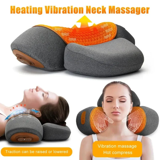 Electric Neck Massager Pillow with Heat and Vibration Support